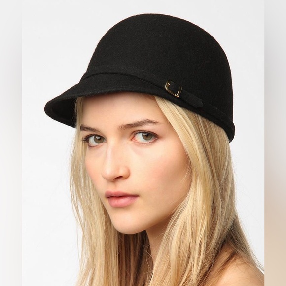 VINTAGE 60’S WOOL JOCKEY HAT IVORY CLOCHE BUCKET BOWLER WINTER FALL - Picture 7 of 11